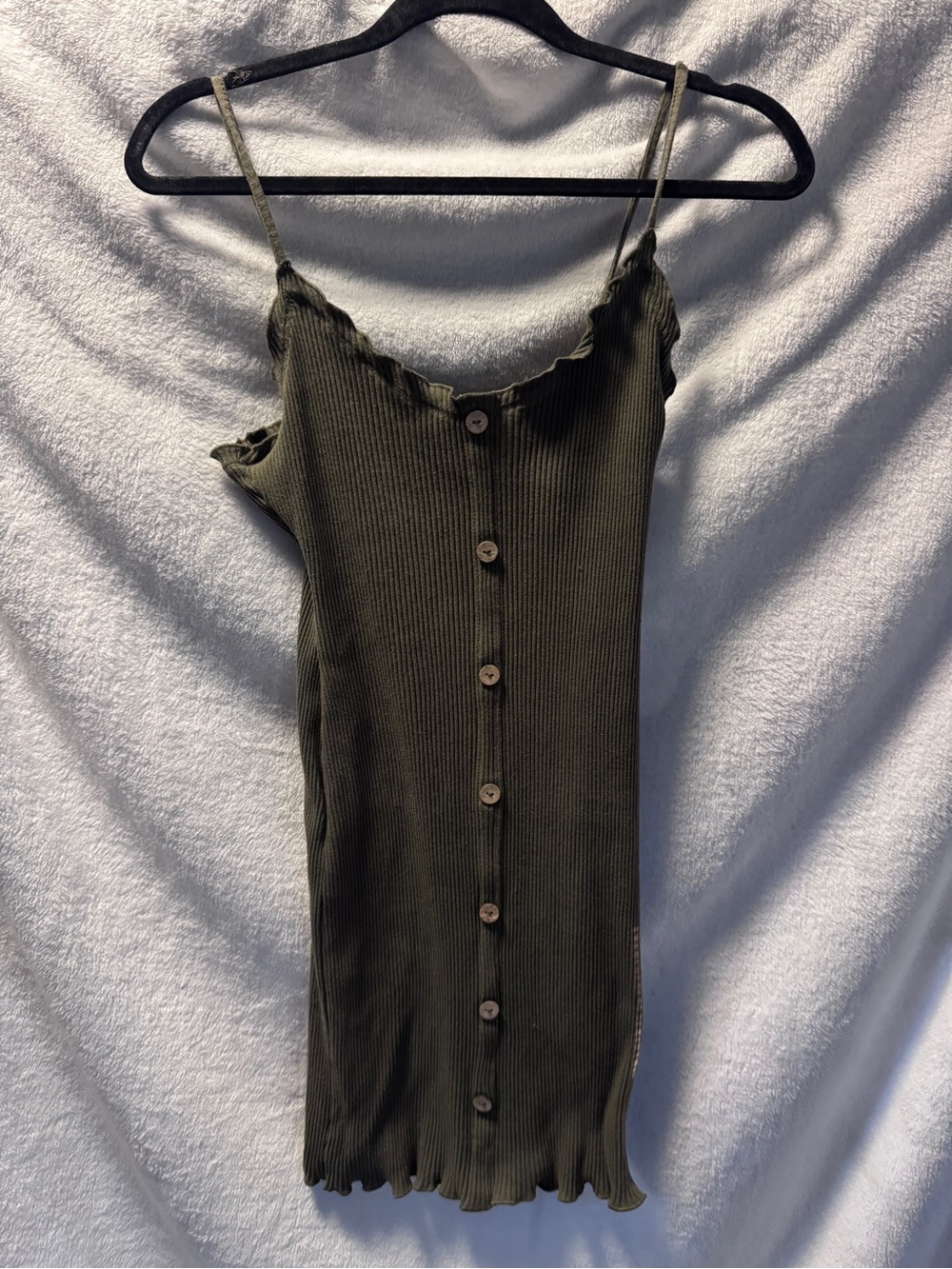Derek Heart Olive Green Ribbed Button-Front Cami